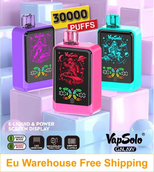 Best Quality European Warehouse VAPSOLO Galaxy 300000 PUFF Disposable Vape Offer