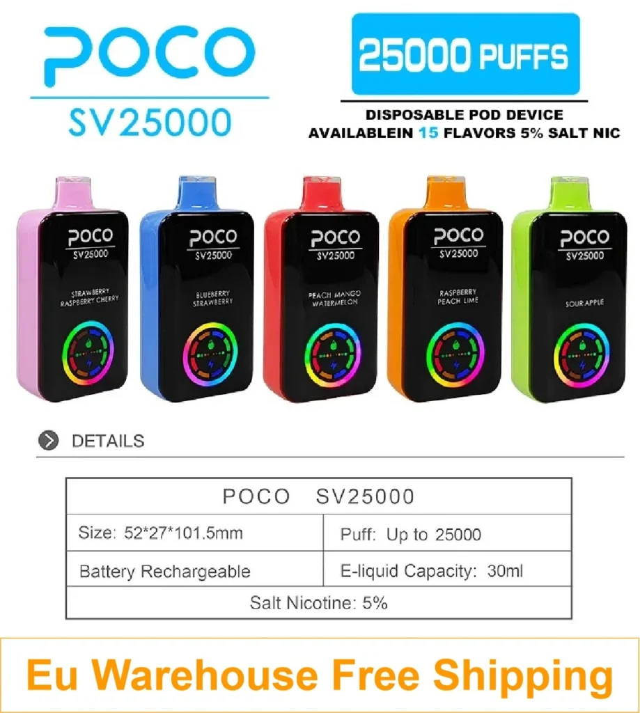 European Warehouse Exclusive POCO SV25000 Puffs Disposable Vape Wholesale Pricing