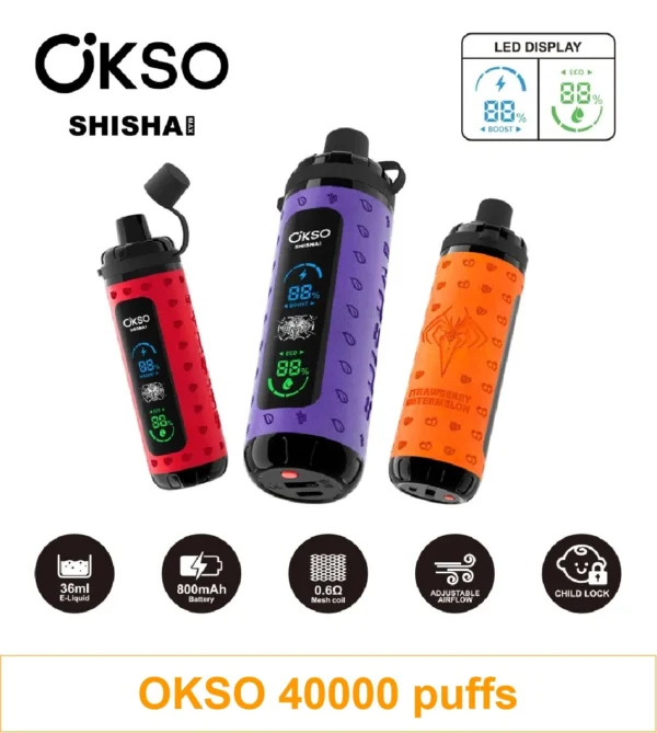 OKSO Shisha 40k Vape 40,000 Puffs Mesh Coil Performance