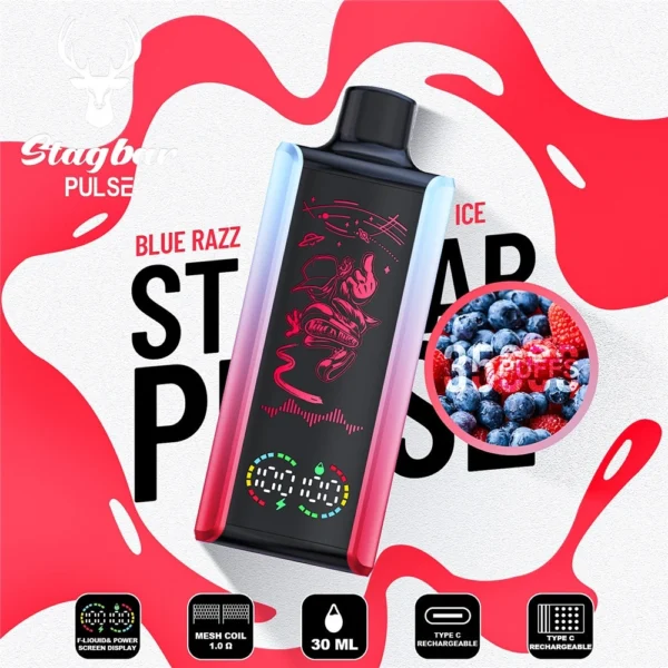 Digital Play Screen Stag Bar Pulse 35k Puffs Vape Tech Features