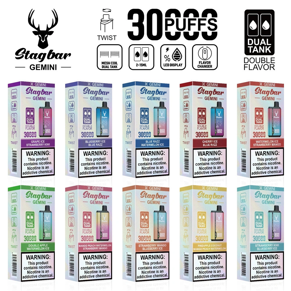 Stag Bar Gemini 30k Einweg -Vape Vape ISO zertifizierte Sicherheitsstandards