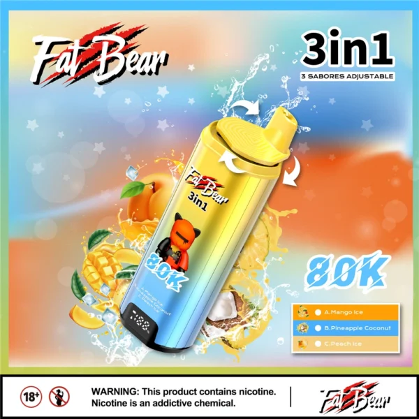 80000 Puffs 3in1 flavor Disposable Vape