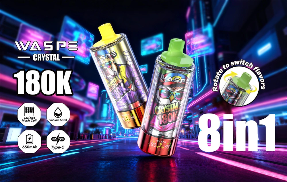 Waspe Cristal 180 mil Puffs Vape Descartável 8em1 Sabor