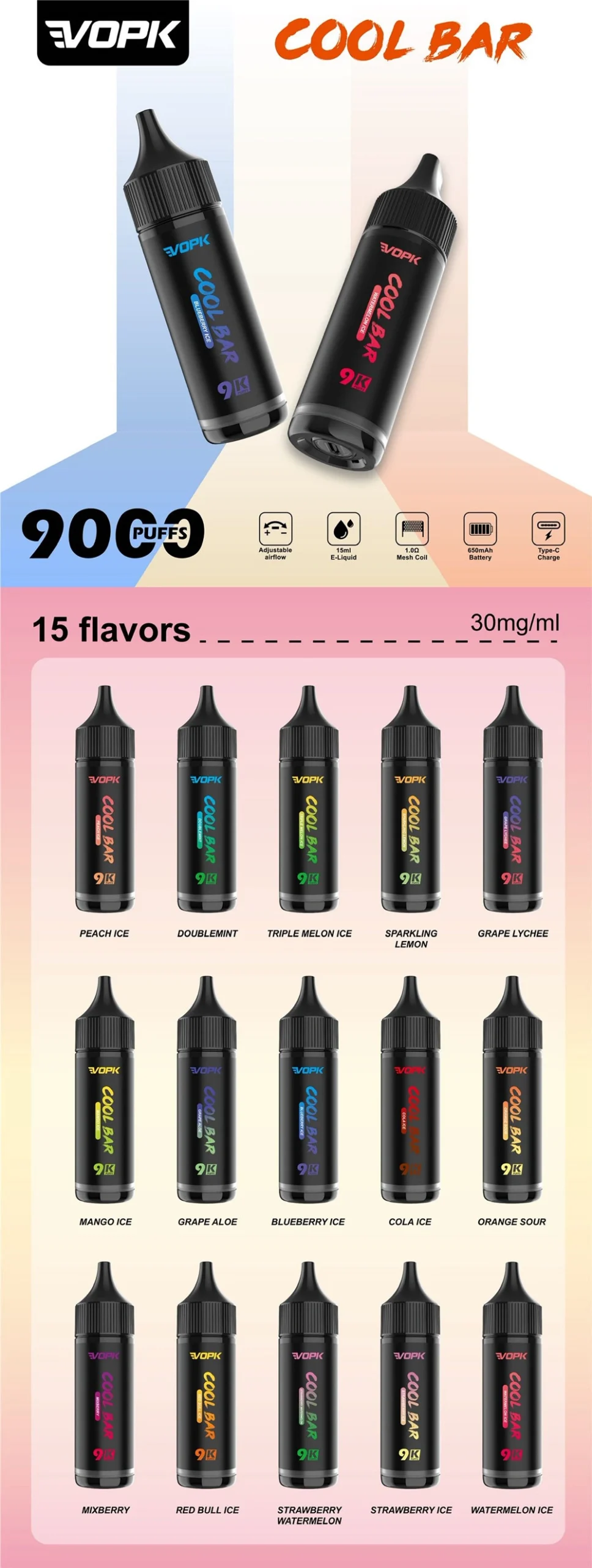 vopk-cool-bar-90000-puffs-ペンデザイン VOPKクールバー 90000パフ 卸売ベイプ