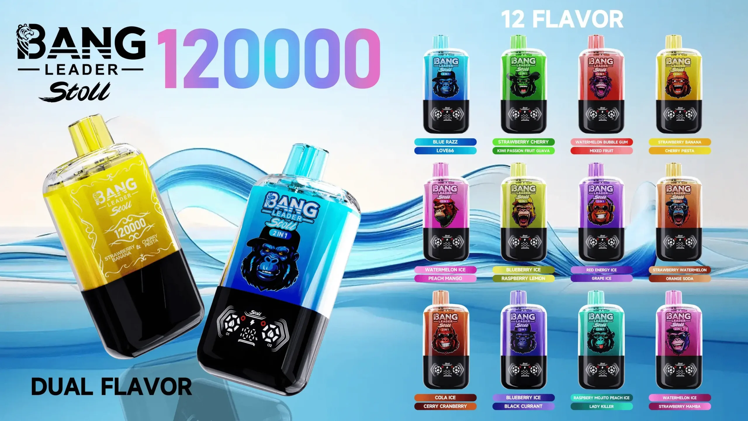 Bang Leader Stoll 120K Divu Garšu Vienreizlietojamais Vape 12 Garšas Vape Izplatītājiem