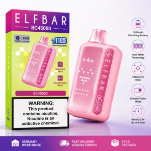 ELFBAR BC45000 hurtowa vape europejska z podwójną cewką siatkową, baterią 1100mAh i szybka dostawą z magazynu w Polsce