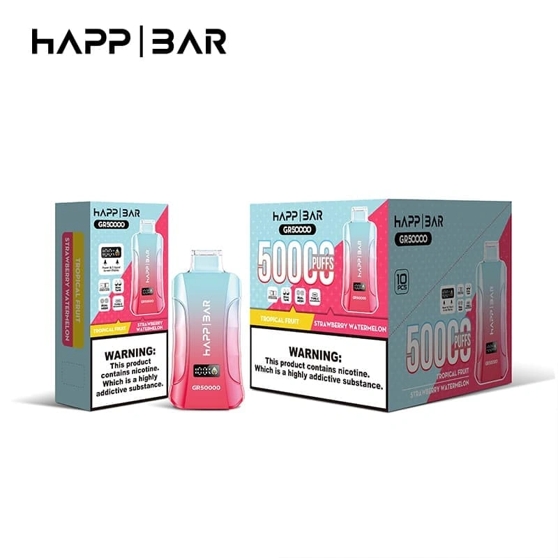 europe-warehouse-happ-bar-gr50000-disposable-vape HAPP BAR GR50000 2 in 1 vape supplied in bulk with dual flavor technology, rechargeable battery and premium performance.