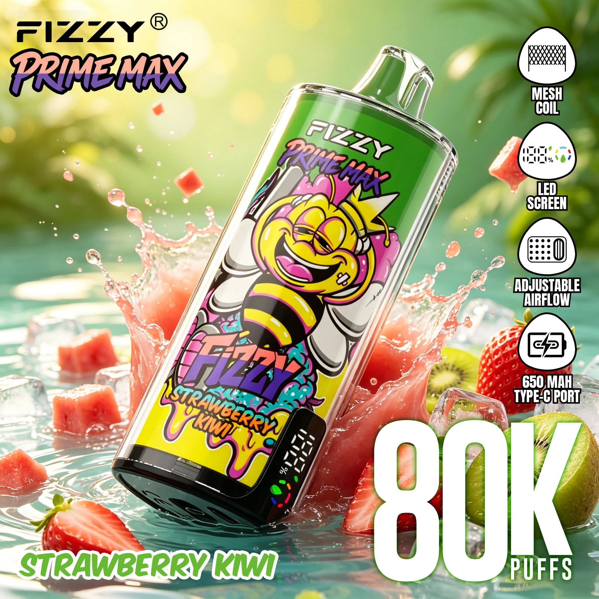 fizzy-80k-stock d'entrepôt en Europe Fizzy 80K Résistance Mesh Jetable Vape
