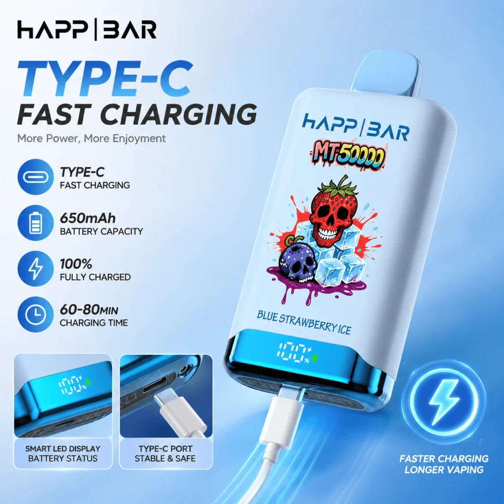HAPP BAR MT50000 Type-C snabbladdning, 650mAh batteri
