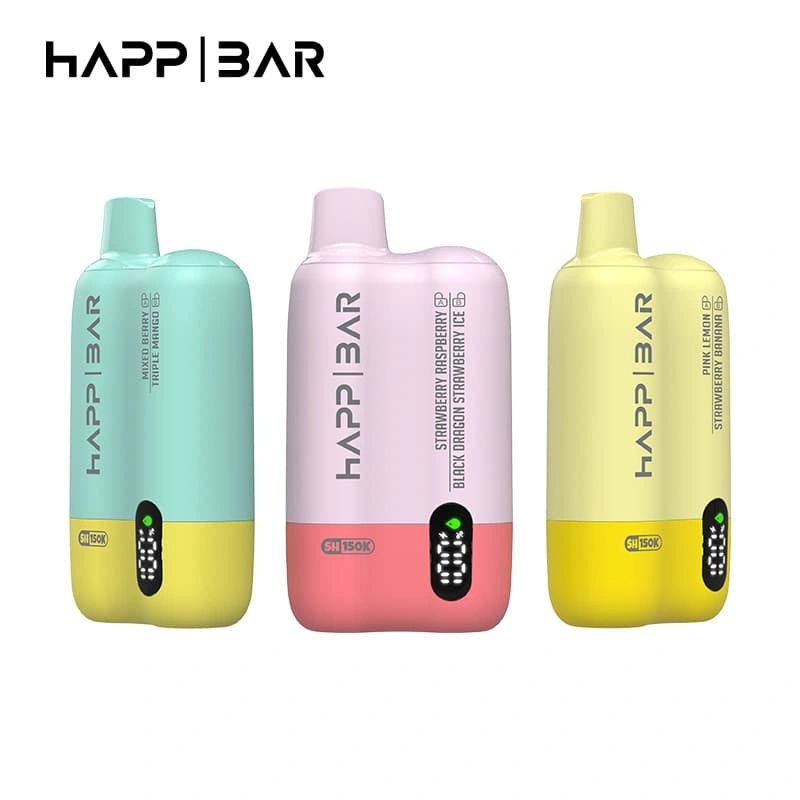 happ-bar-sh150k-kettős ízű vape forgalmazó Európában HAPP BAR SH150K kettős ízű eldobható vape európai forgalmazóknak, újratölthető akkumulátorral és okos kijelzővel.