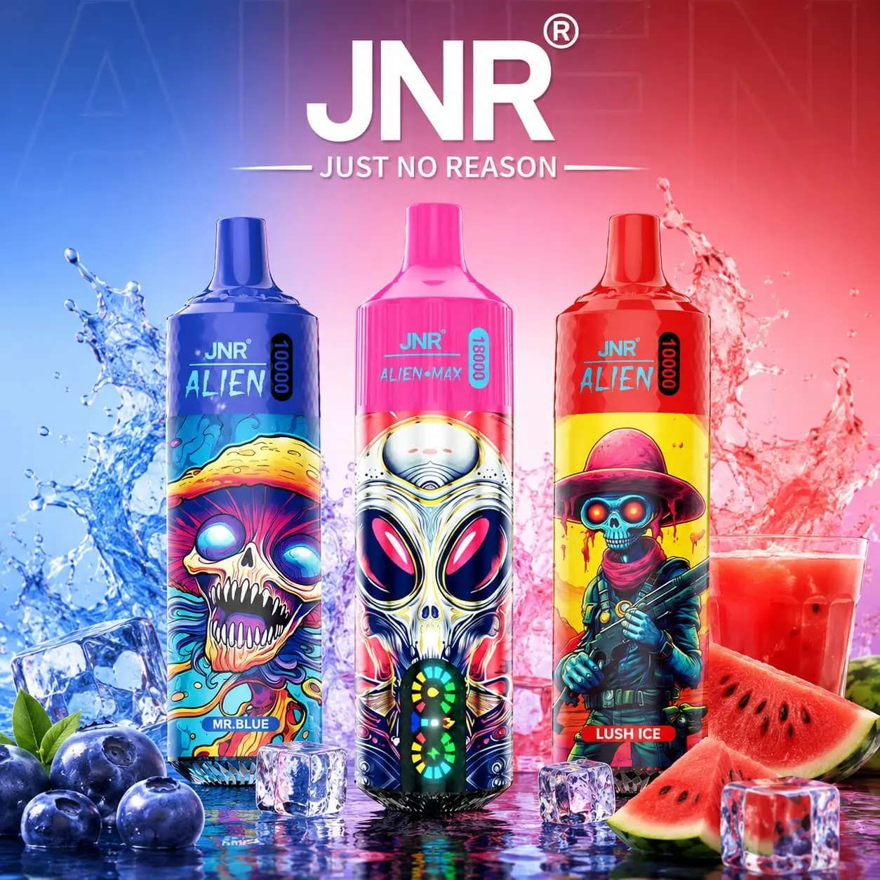 fornecimento-fábrica-jnr-alien-10000-vape-descartável Vape descartável JNR Alien com 10000 puffs, bateria de 850mAh e 50 opções de sabores