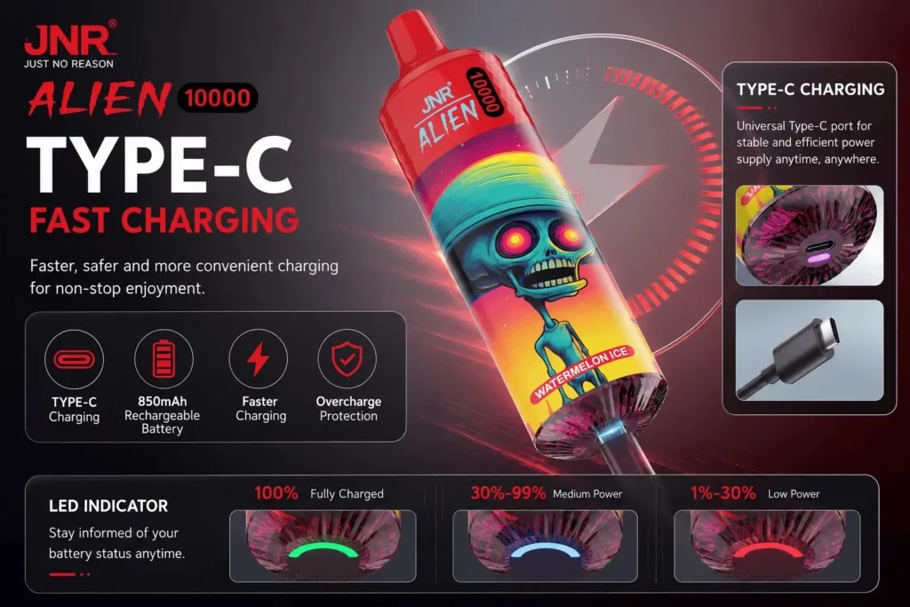 Vape descartável JNR 10000 tragadas fornecido diretamente da fábrica com várias concentrações de nicotina