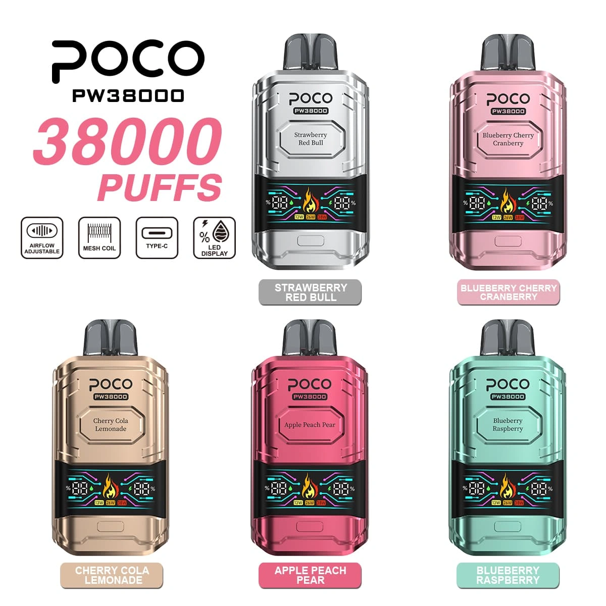 POCO PW38000使い捨てベイプ卸売在庫、EU倉庫から入手可能