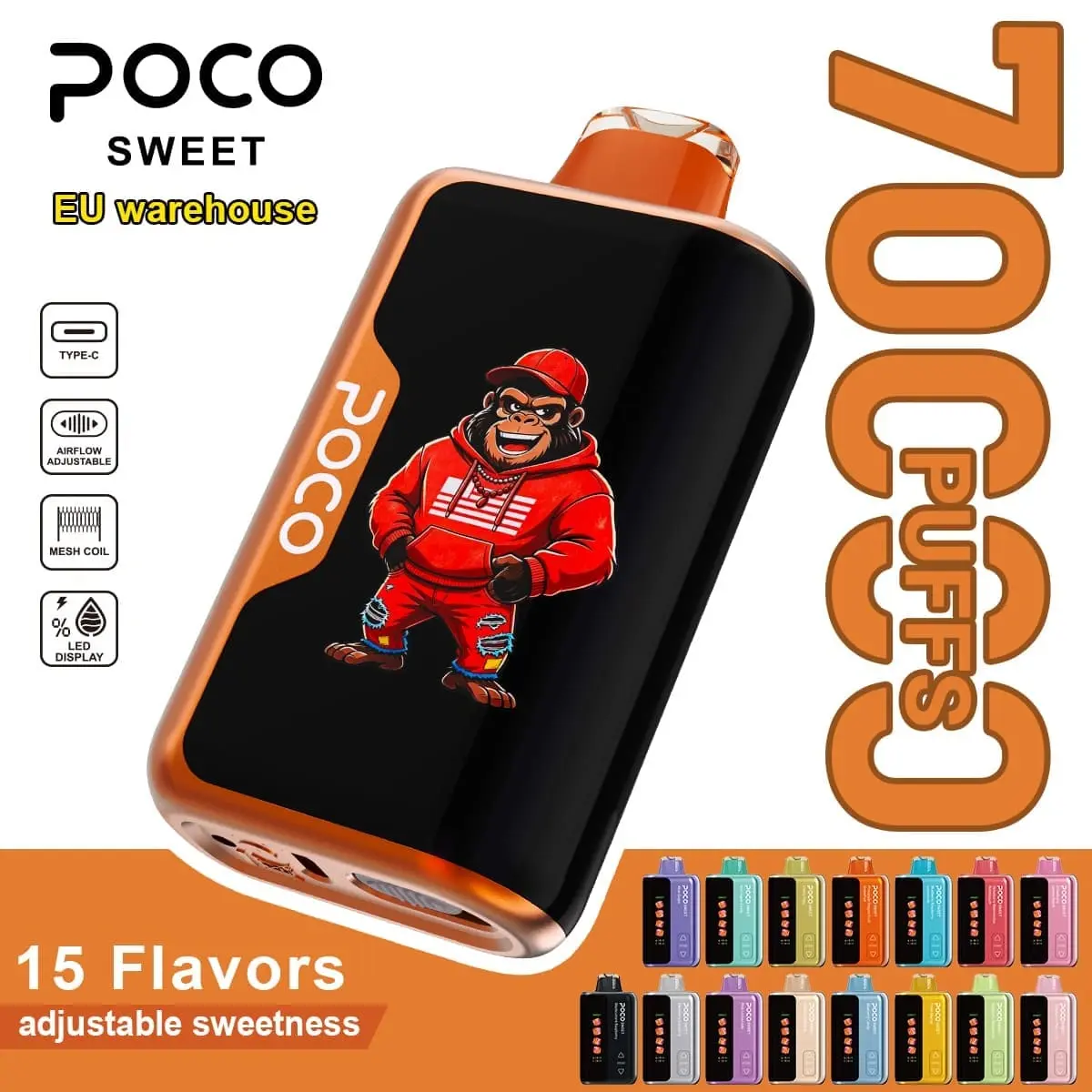 poco-słodki-wyświetlacz-led-vape POCO Słodki vape z czterema poziomami regulacji słodyczy