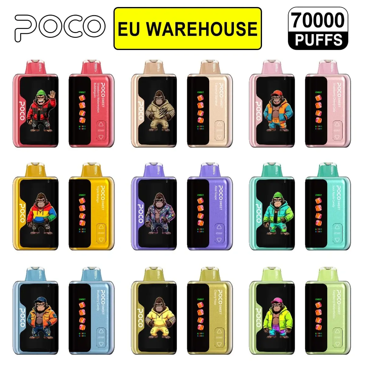 poco-sweet-rechargeable-vape-70000-puffs Wielokrotnego ładowania POCO jednorazowy vape z technologią wysokiej jakości mesh coil