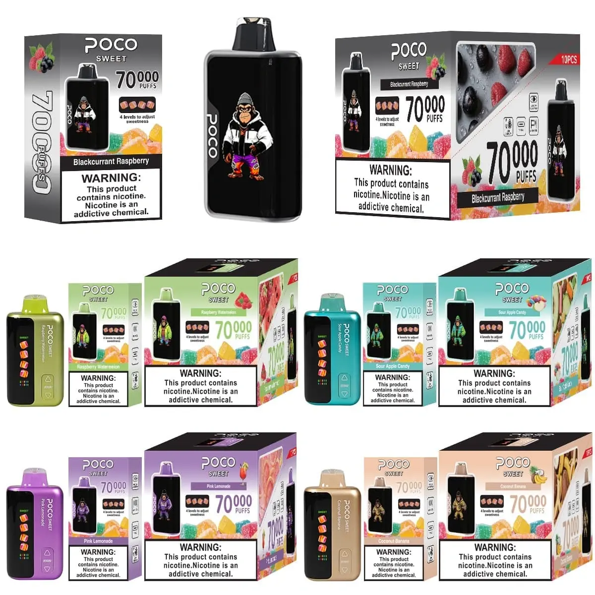 poco-vape-do-sklepów-vape Wysokiej jakości POCO Słodki jednorazowy vape z wymienną baterią