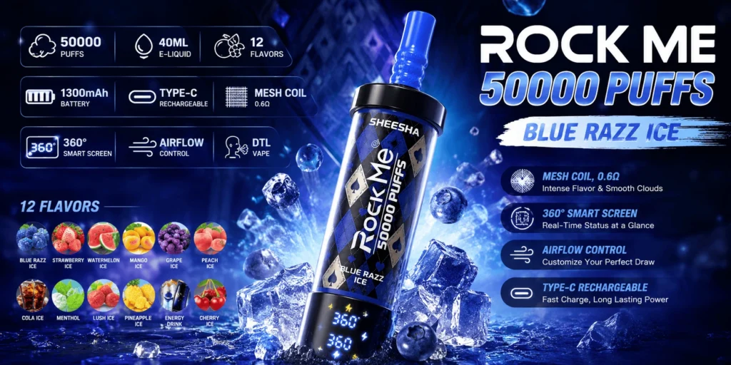 Rockme Sheesha Vape Descartável 50000 Puffs