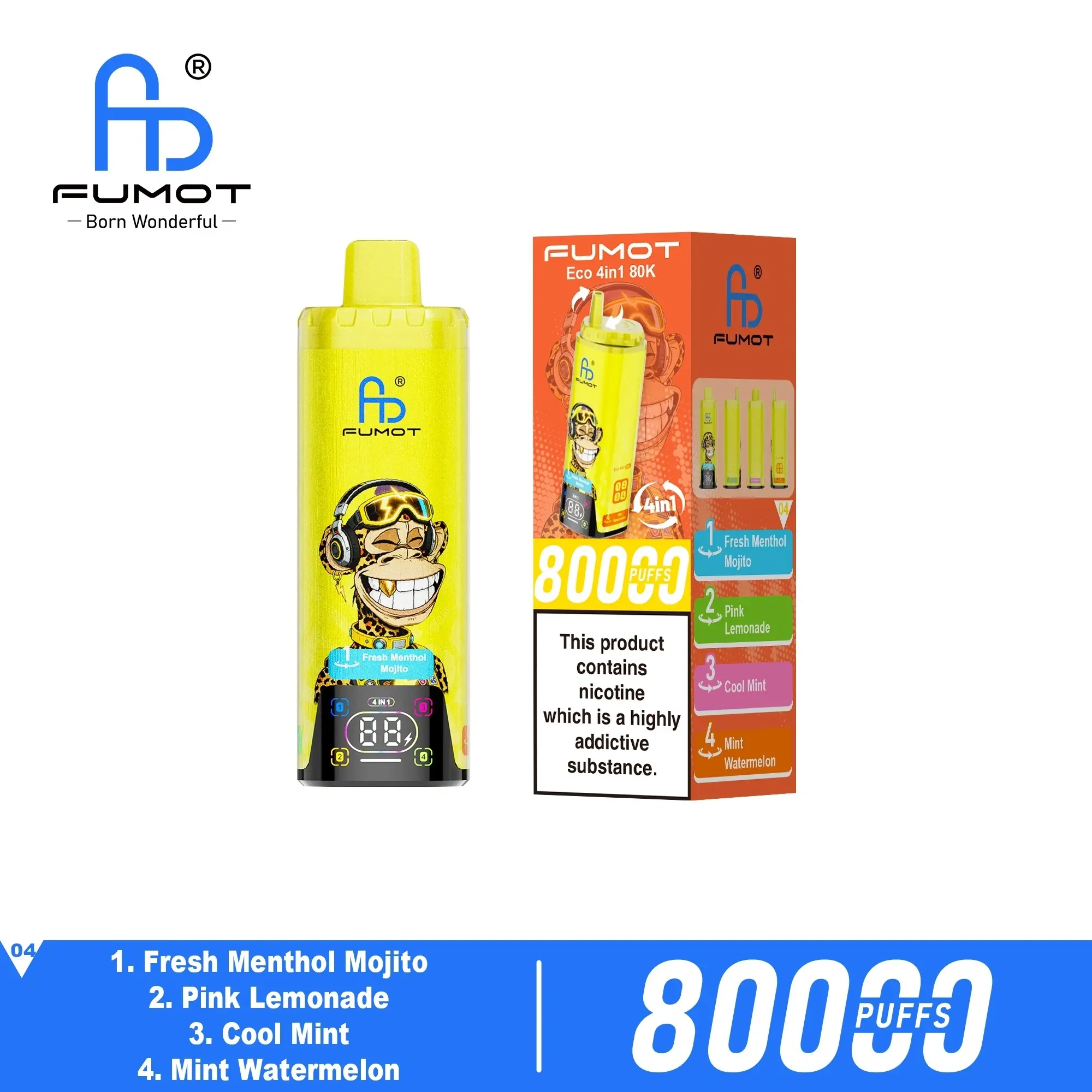 Fumot Eco High Capacity 80K Vape Four flavor disposable vape