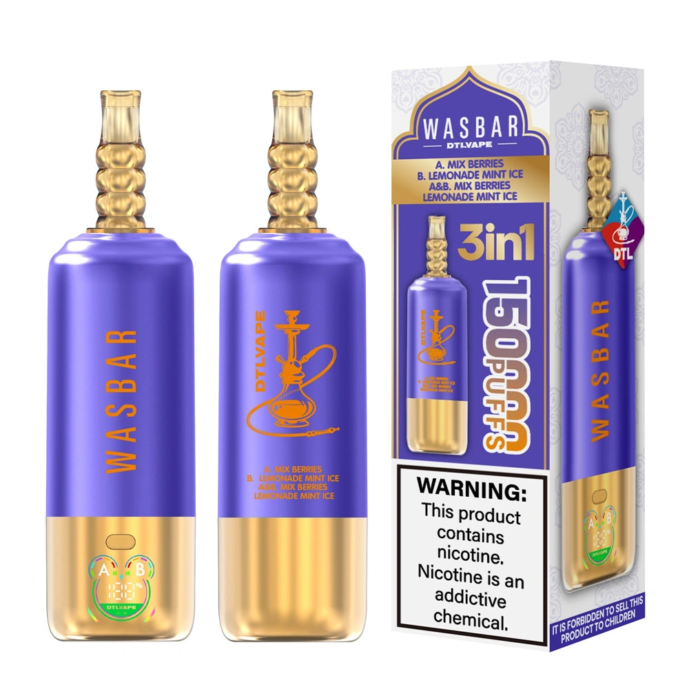 WASBAR 150K Disposable Vape with 3 Flavors WASBAR 3 in 1 rechargeable disposable vape with Type-C charging