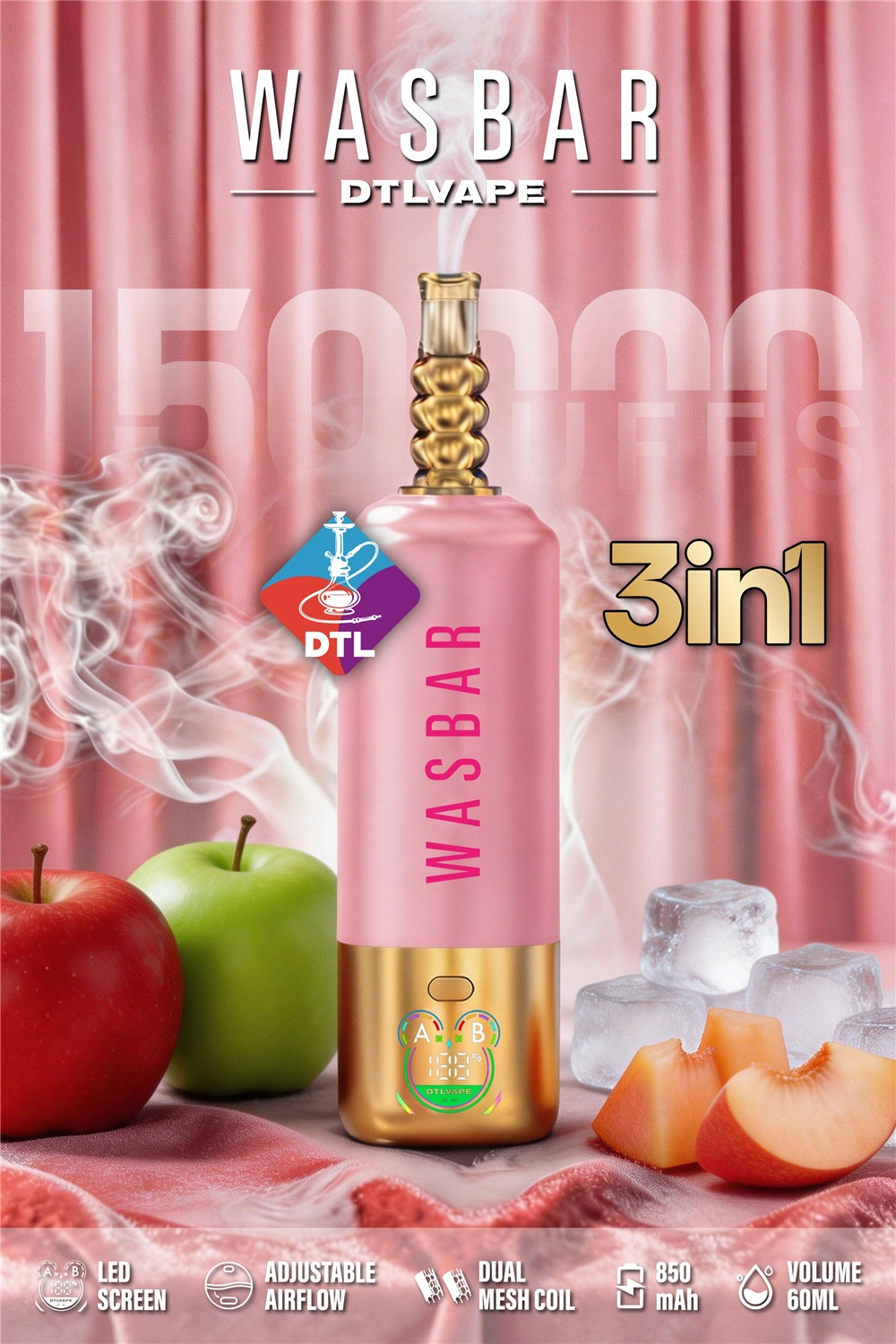 WASBAR Disposable Vape for Vape Distributors WASBAR Type-C rechargeable 150K vape with modern design