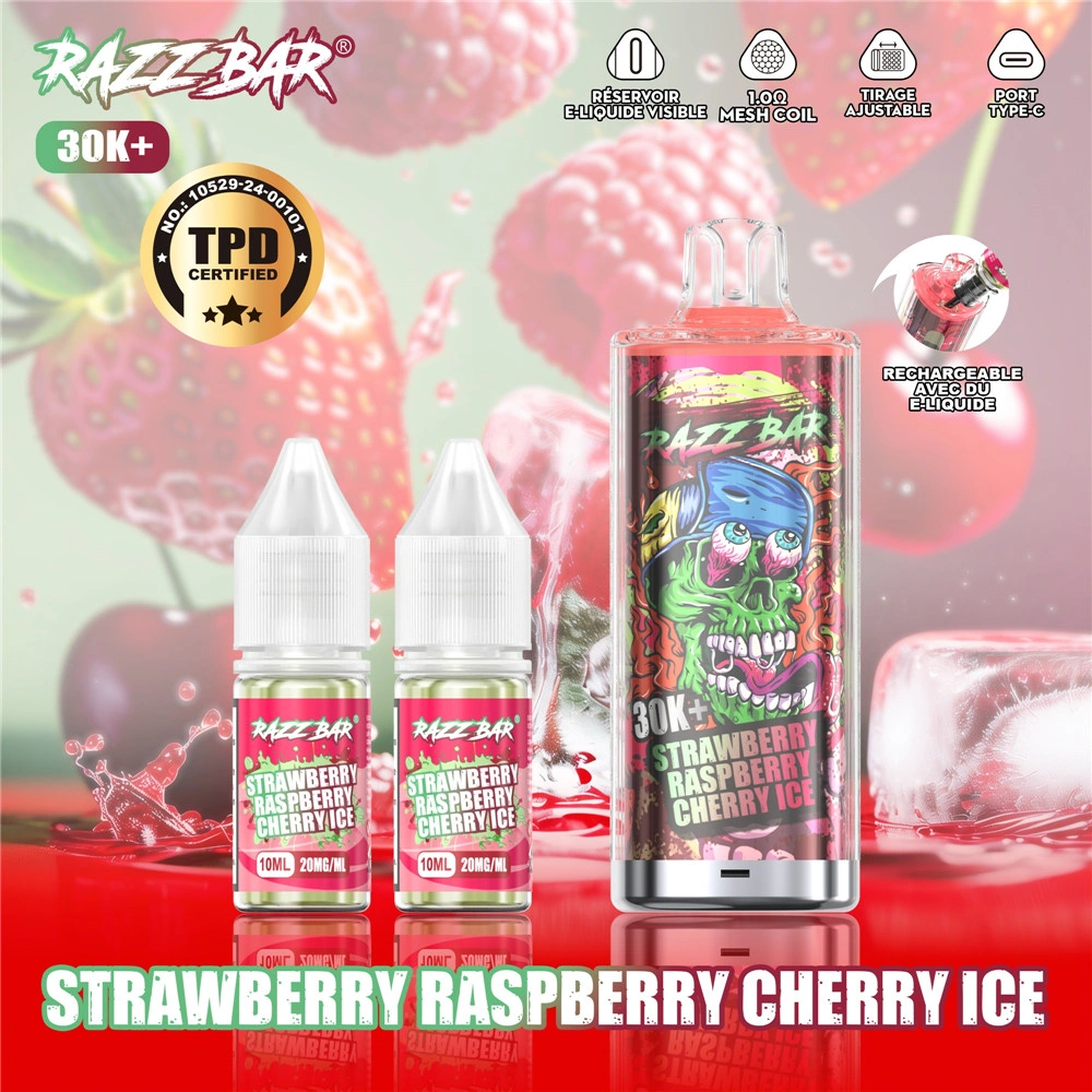 Razz Bar 30K+: TPD Compliant Refillable E-Liquid System